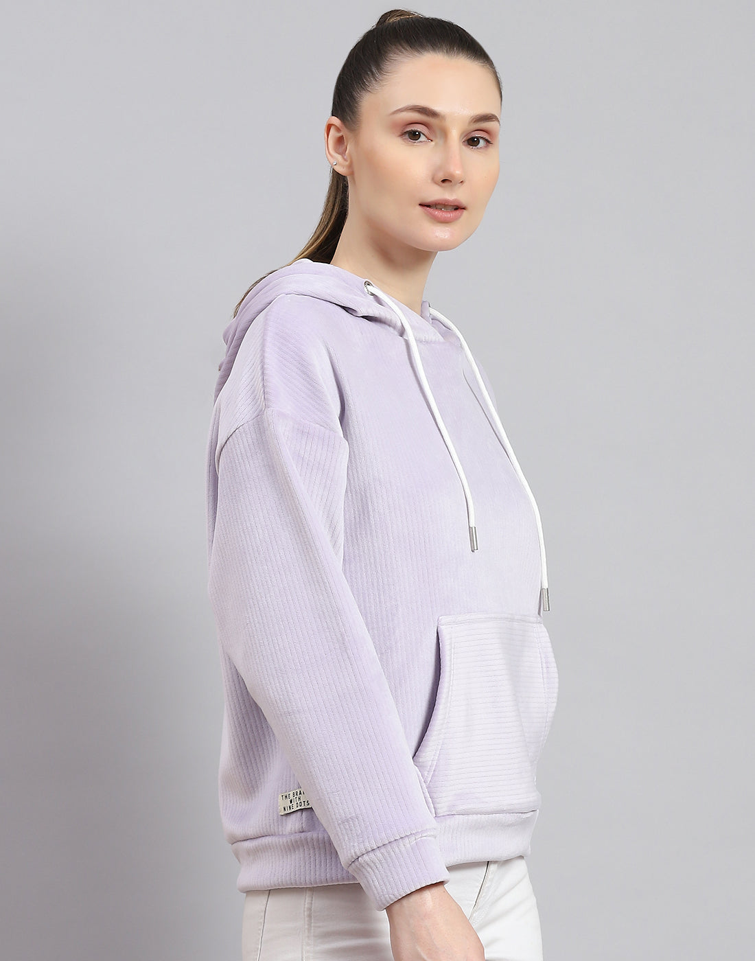 Rock.it Women Purple Solid Hooded Full Sleeve Sweatshirt