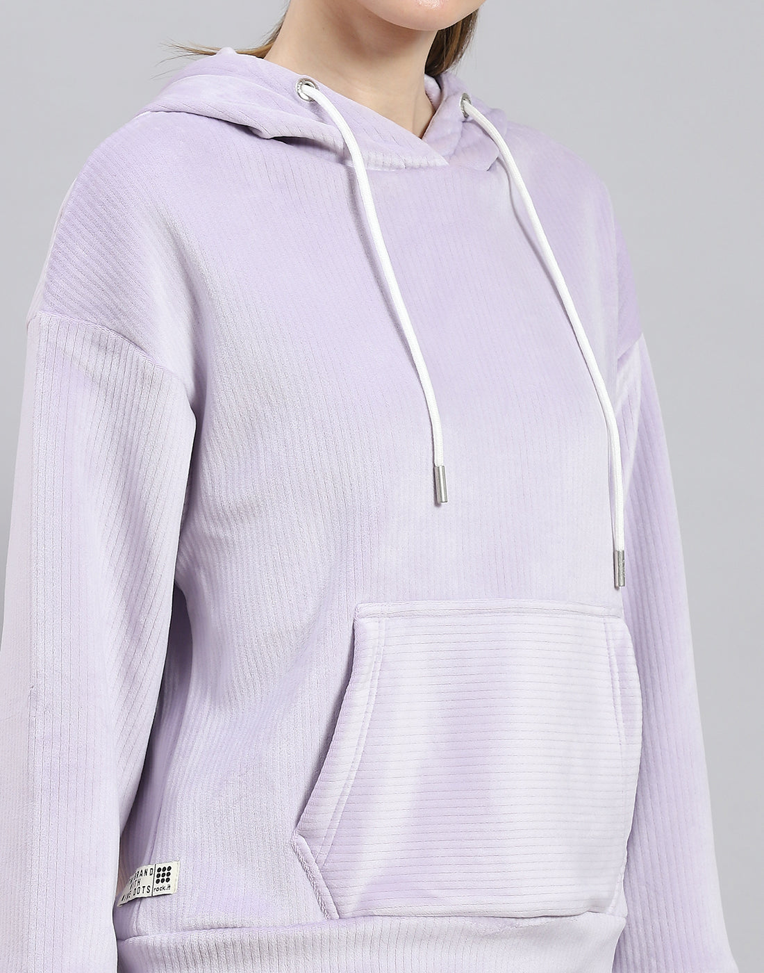 Rock.it Women Purple Solid Hooded Full Sleeve Sweatshirt