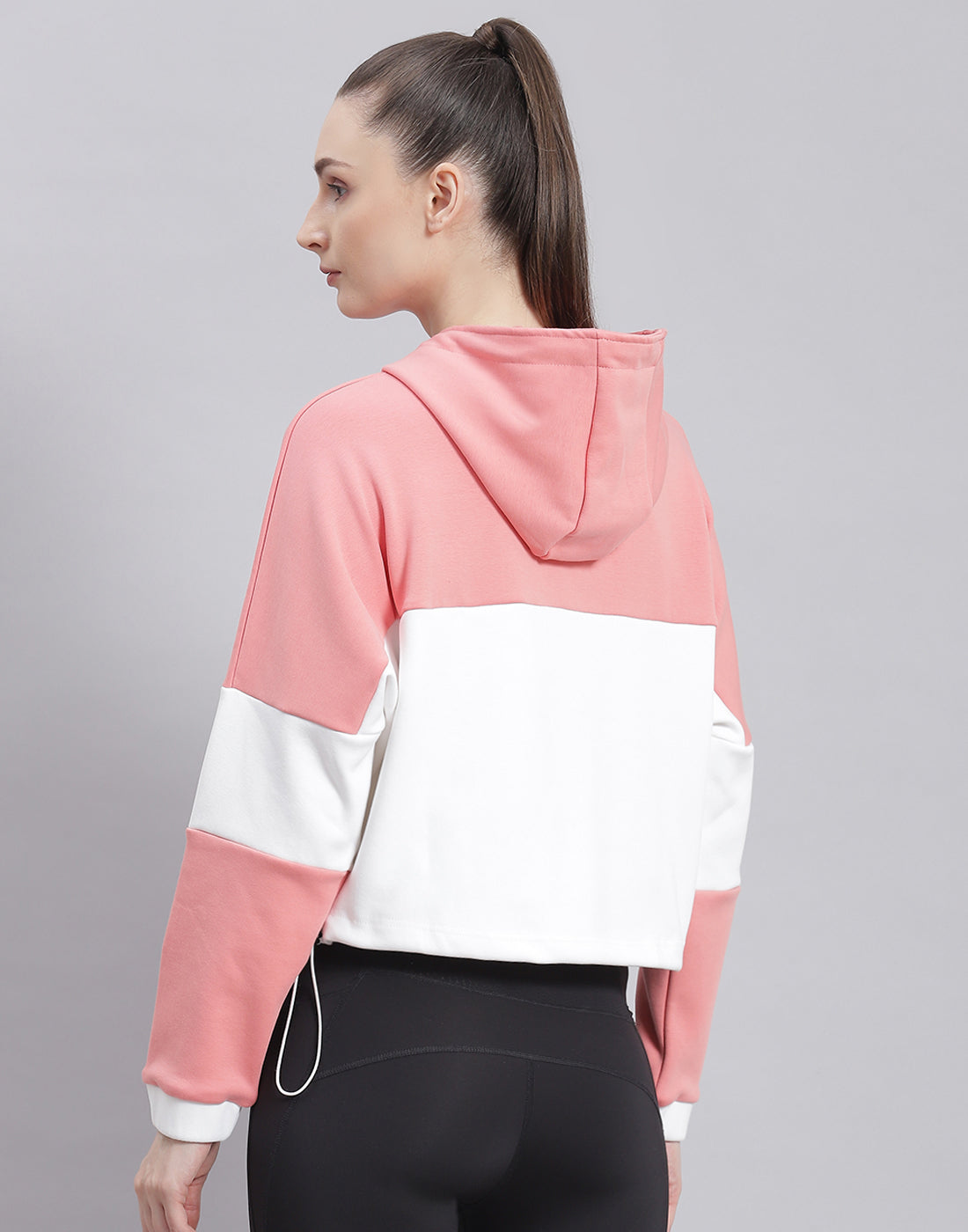 Rock.it Women Pink Solid Hooded Full Sleeve Sweatshirt