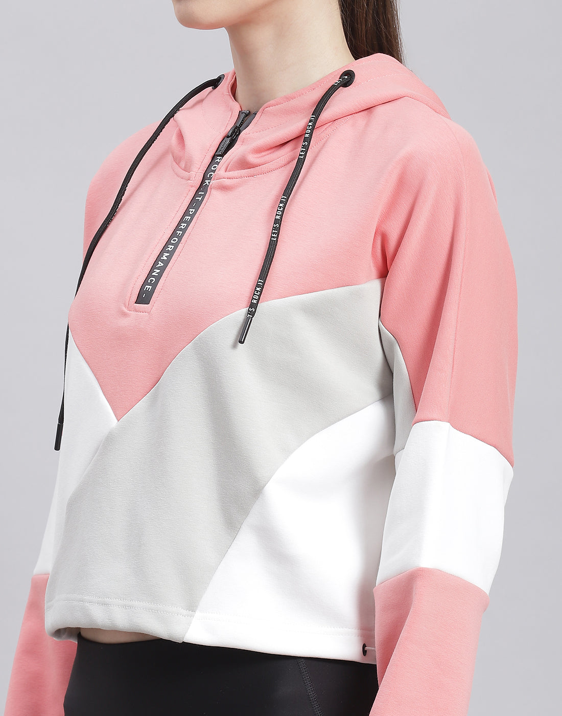 Rock.it Women Pink Solid Hooded Full Sleeve Sweatshirt