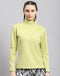 Rock.it Women Green Solid T Neck Full Sleeve Sweatshirt