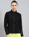 Rock.it Women Black Solid Stand Collar Full Sleeve Sweatshirt