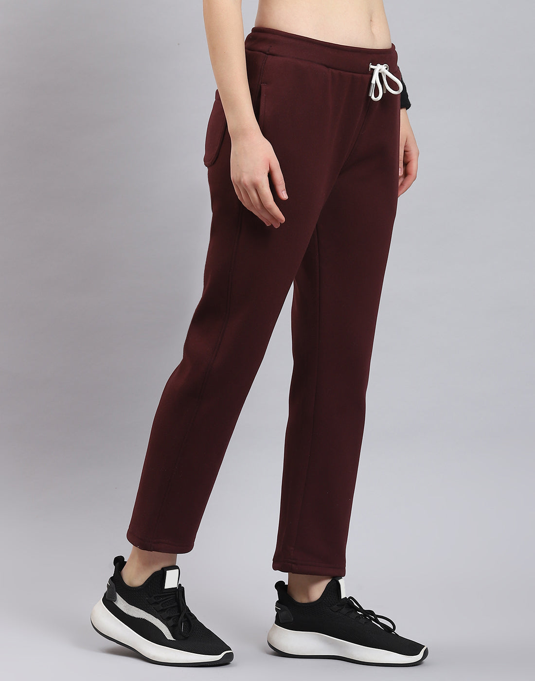 Rock.it Women Maroon Solid Regular Fit Winter Lower