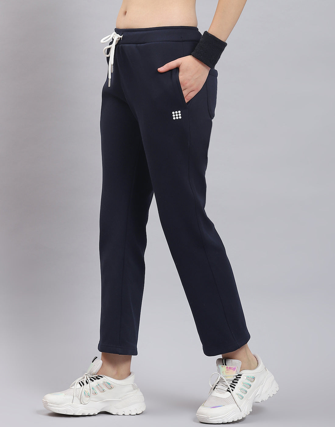 Rock.it Women Navy Blue Solid Regular Fit Winter Lower