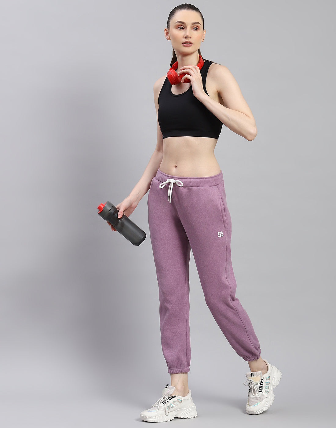 Women Purple Solid Regular Fit Lower