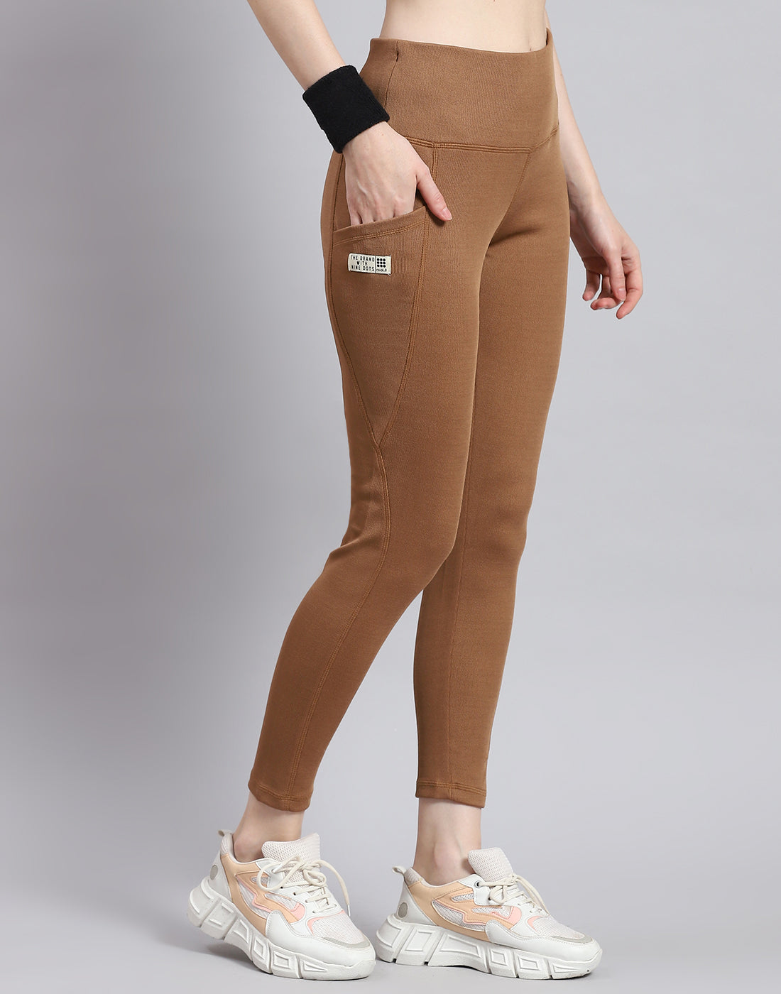 Rock.it Women Camel Brown Solid Regular Fit Legging
