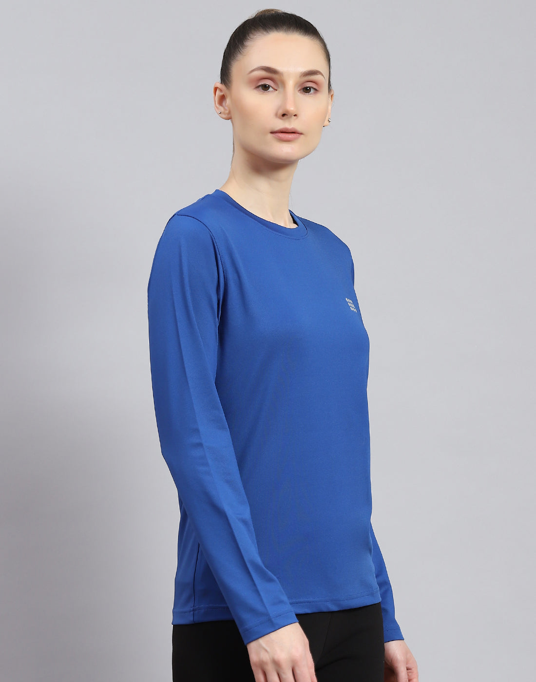 Rock.it Women Blue Solid Round Neck Full Sleeve Top