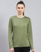 Rock.it Women Olive Solid Round Neck Full Sleeve Top
