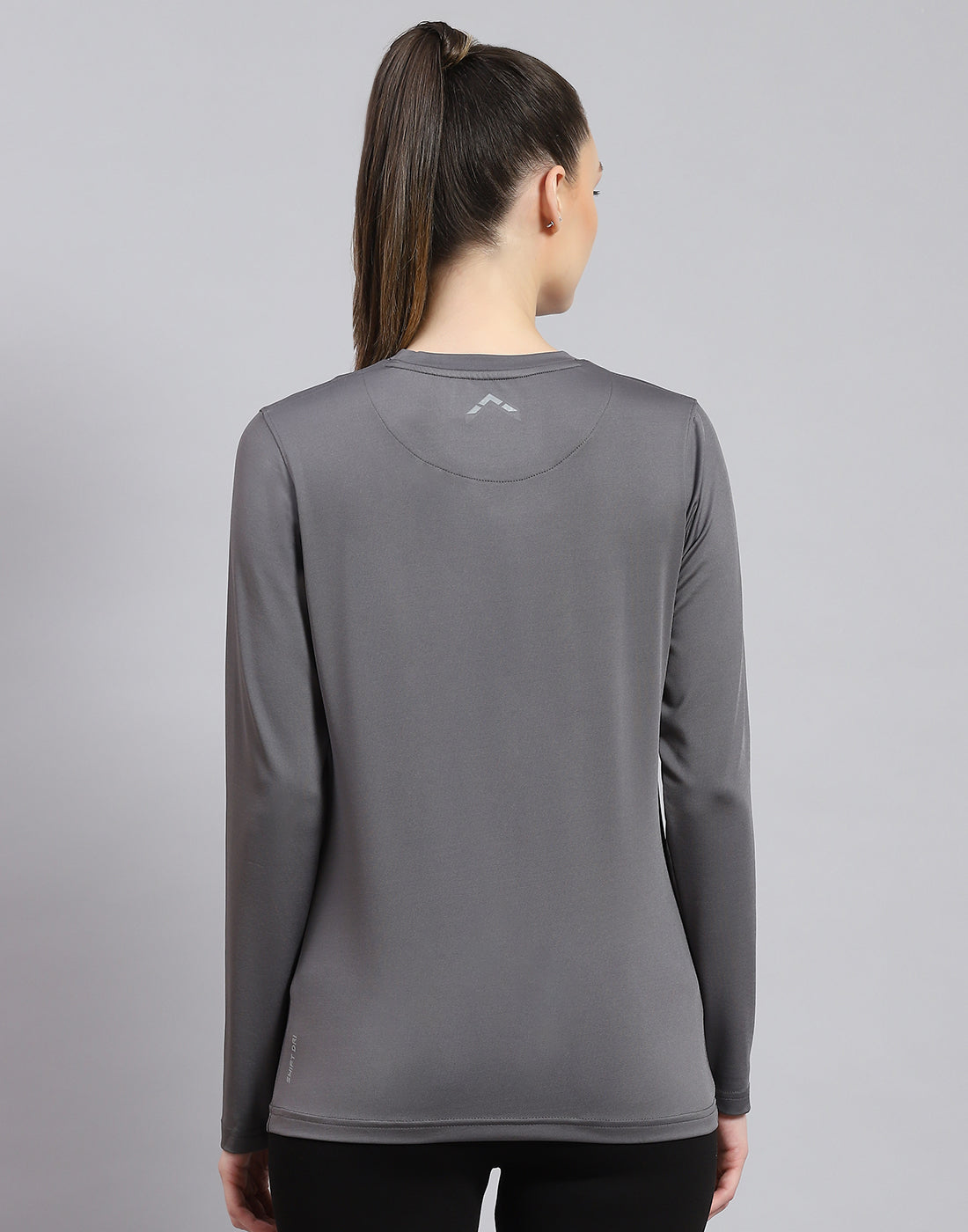 Rock.it Women Grey Solid Round Neck Full Sleeve Top