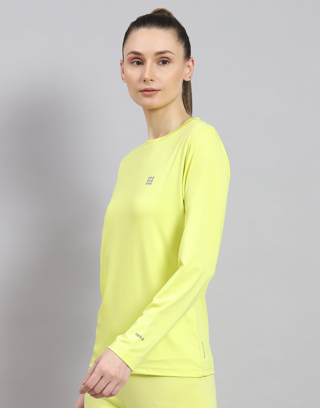 Rock.it Women Yellow Solid Round Neck Full Sleeve Top