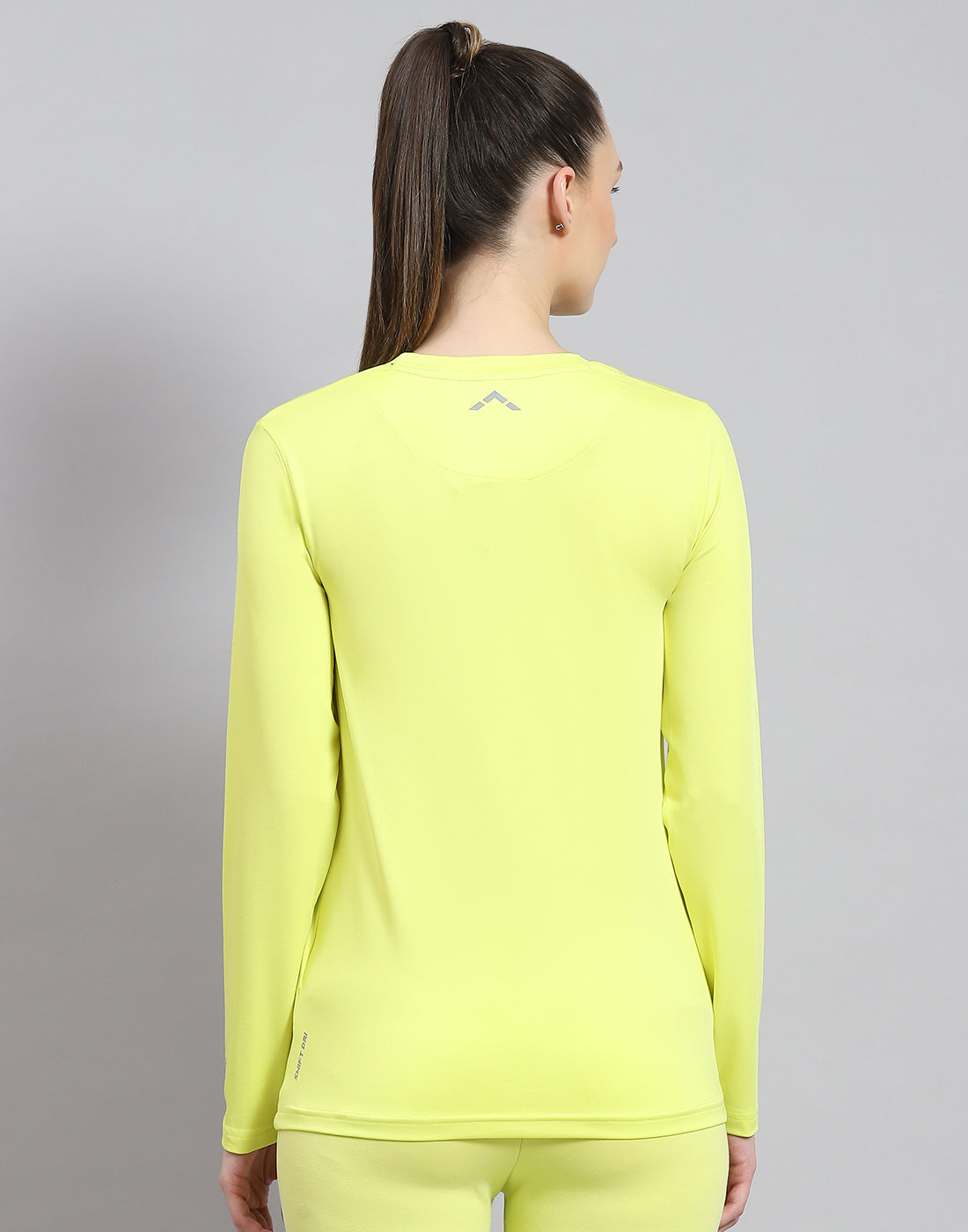 Women Yellow Solid Round Neck Full Sleeve Top