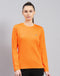 Rock.it Women Orange Solid Round Neck Full Sleeve Top