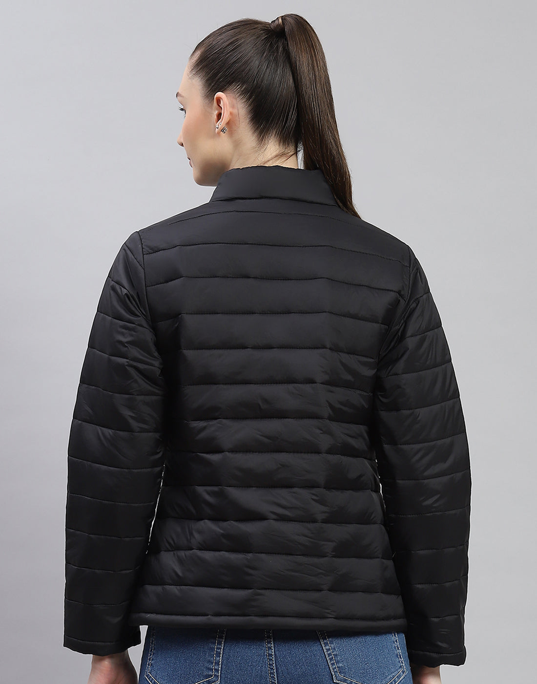 Rock.it Women Black Solid Stand Collar Full Sleeve Jacket