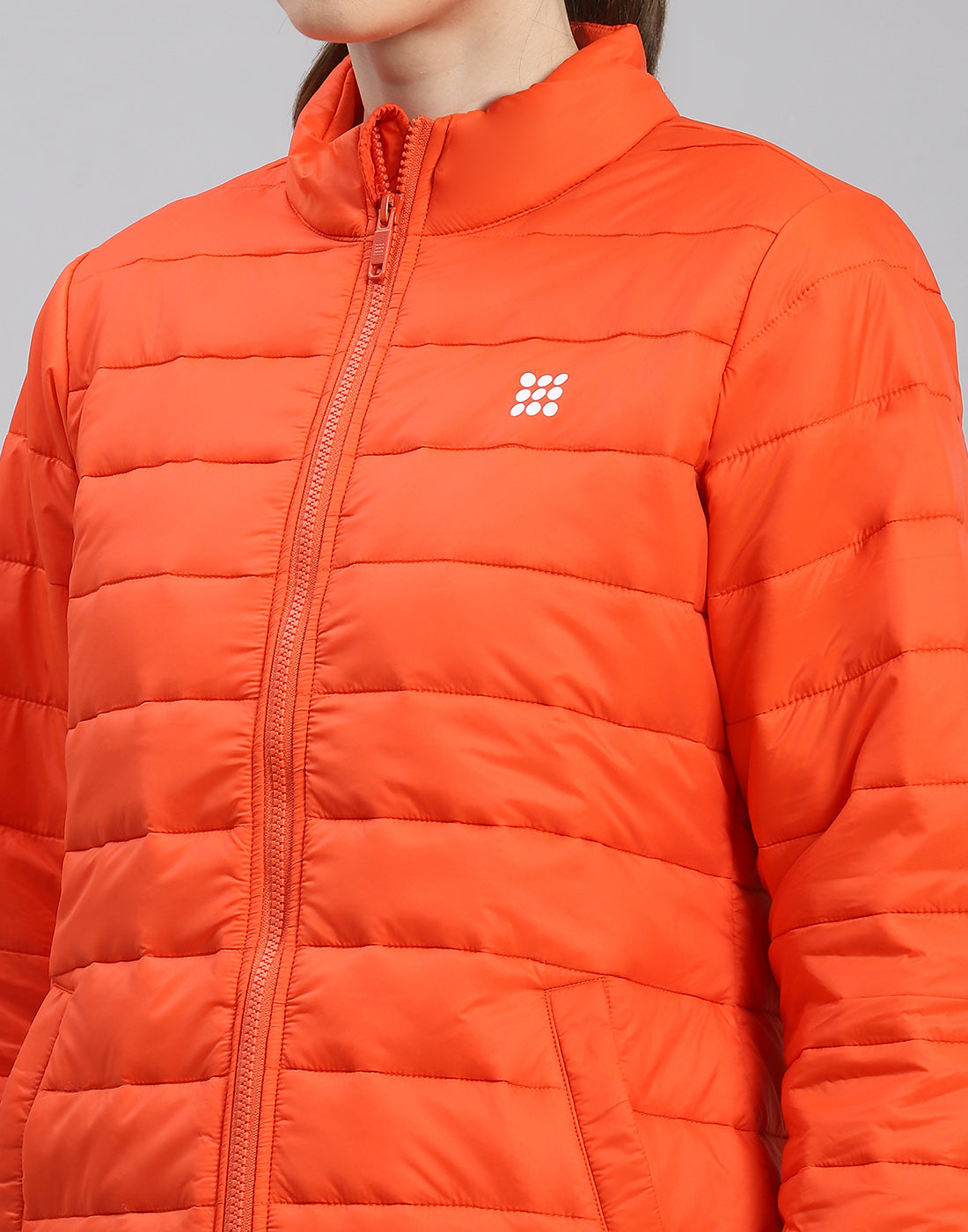 Rock.it Women Orange Solid Stand Collar Full Sleeve Jacket