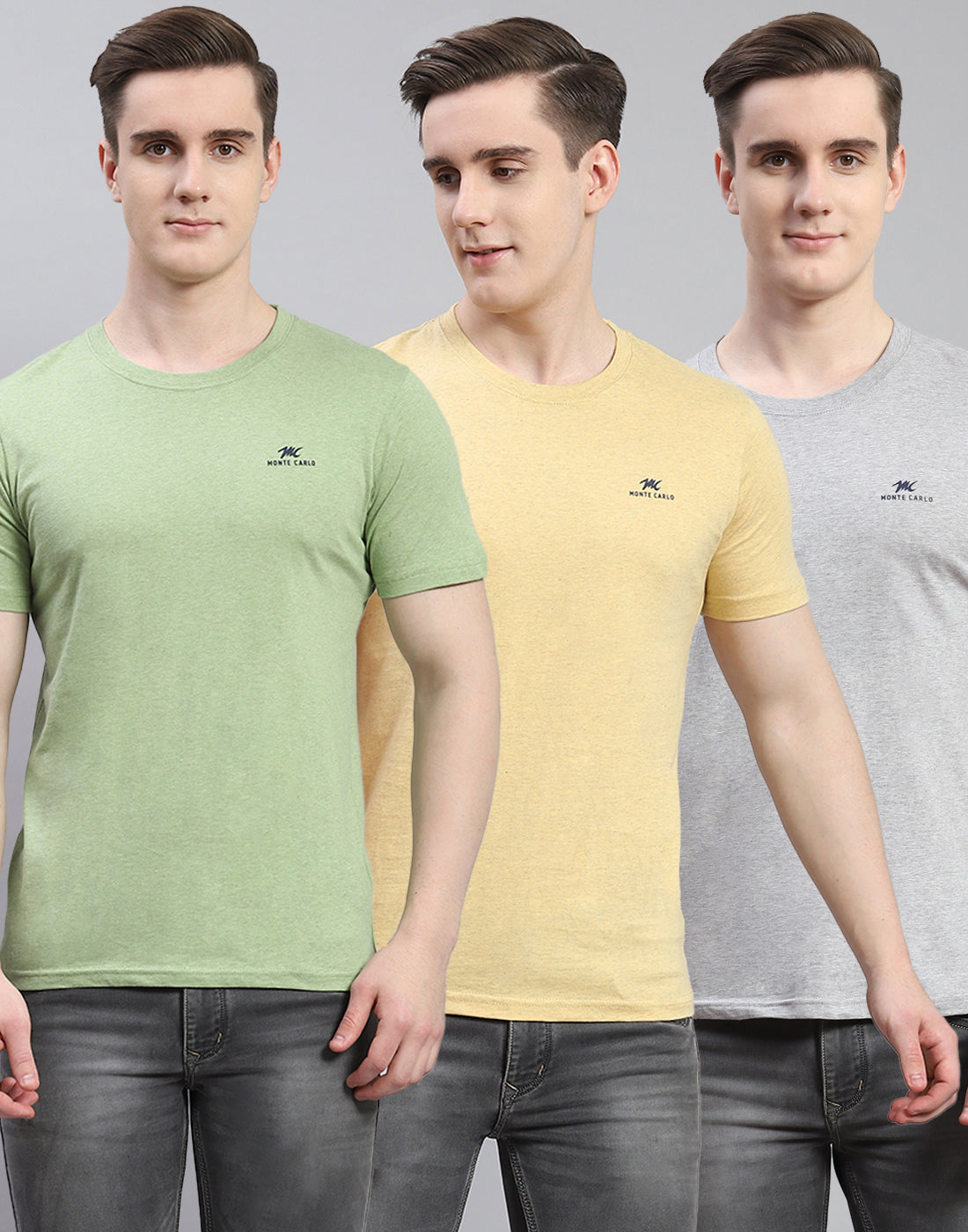 Men Multicolor Solid Round Neck Half Sleeve T-Shirt