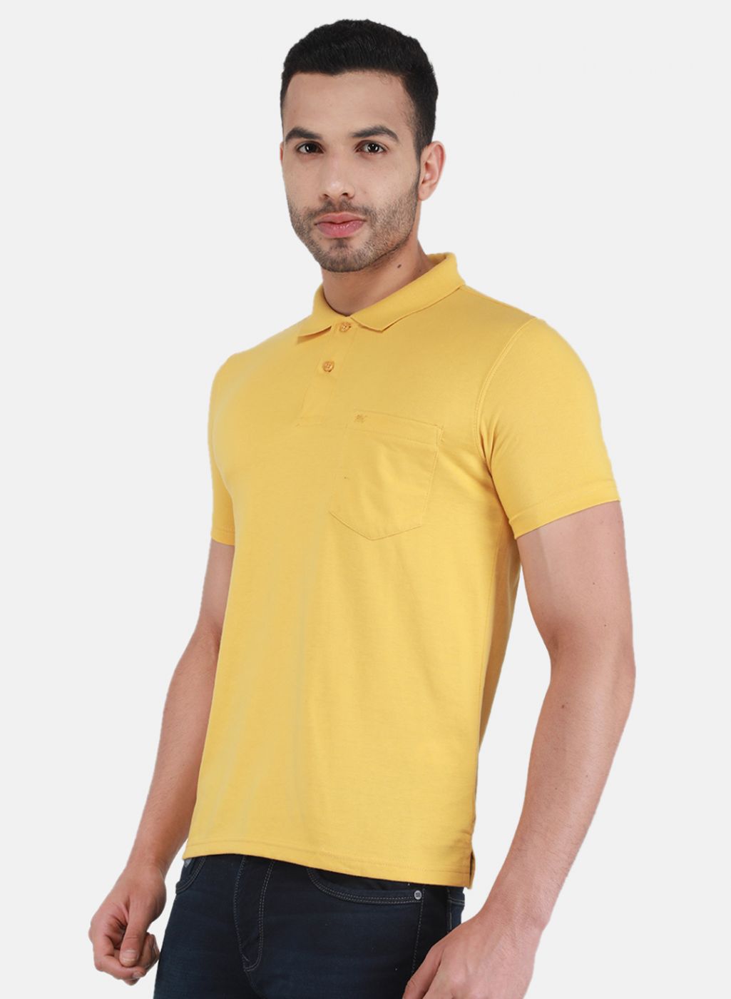 Men Gold Solid T-Shirt
