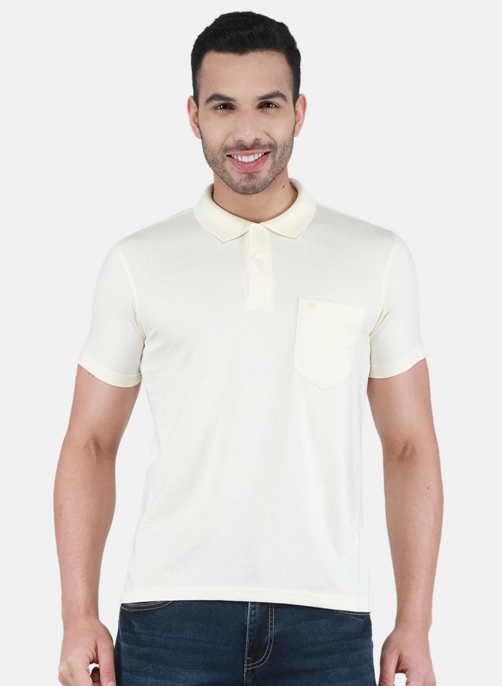 Men Cream Solid T-Shirt