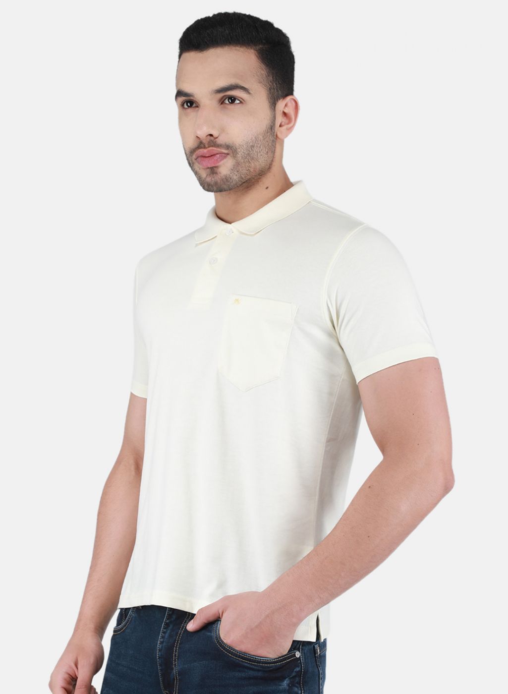 Men Cream Solid T-Shirt