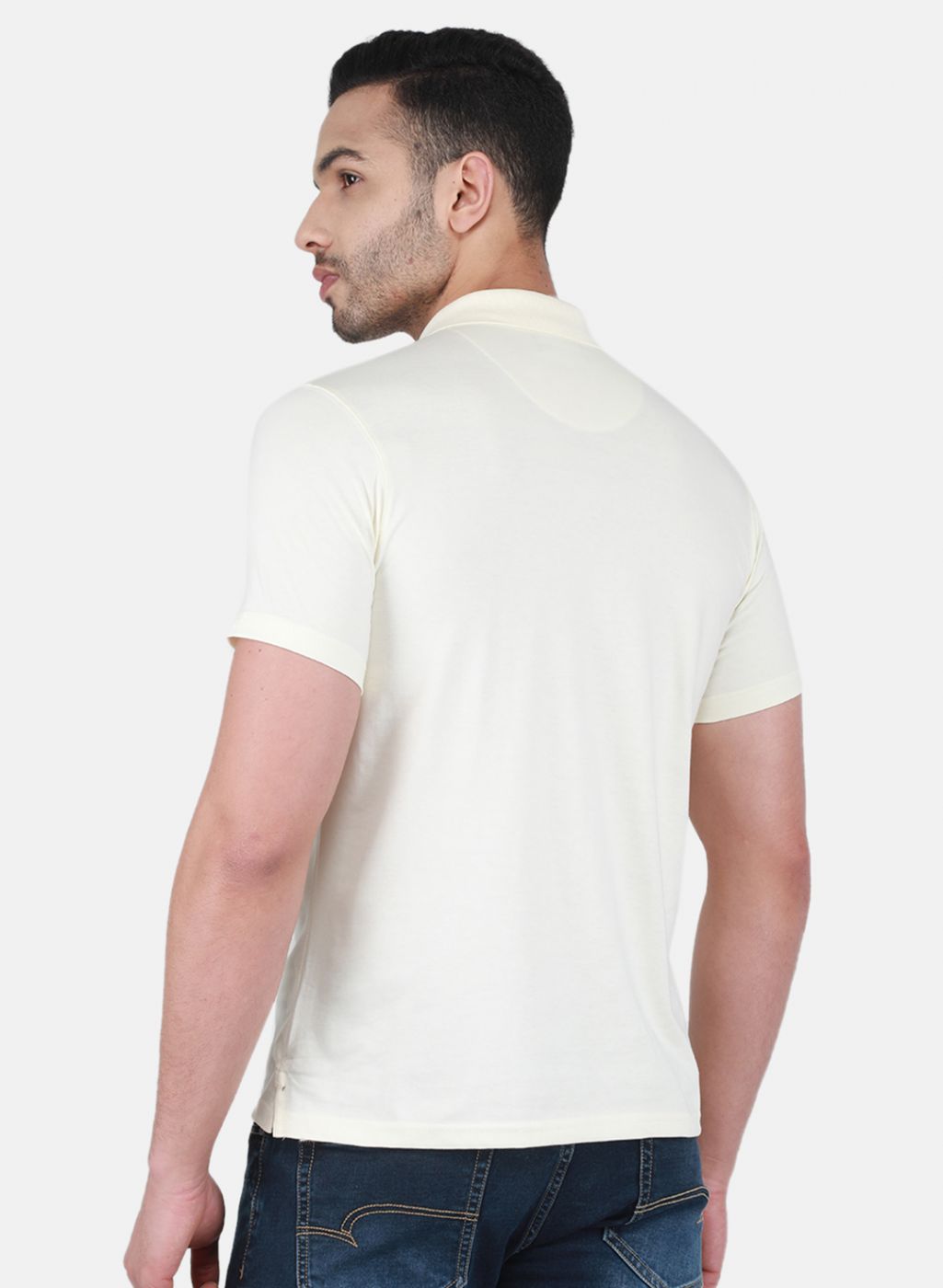 Men Cream Solid T-Shirt