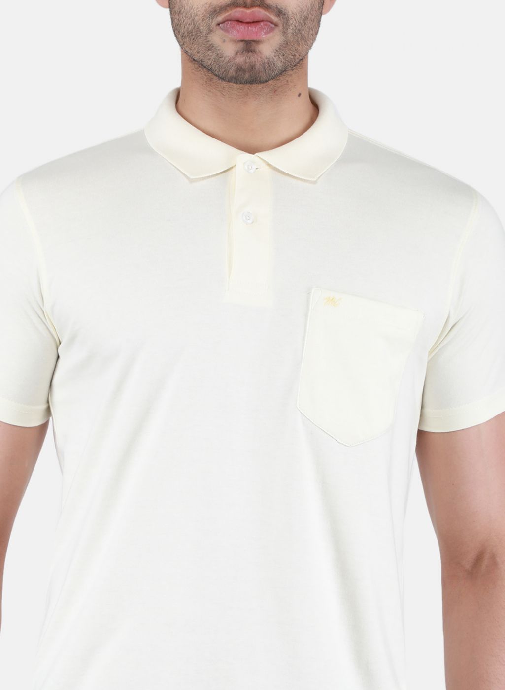 Men Cream Solid T-Shirt