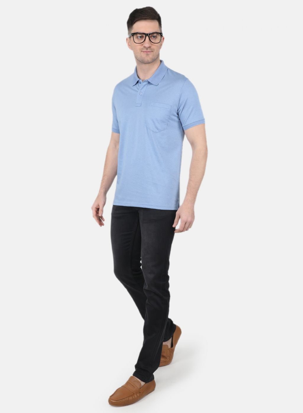 Men Blue Solid T-Shirt
