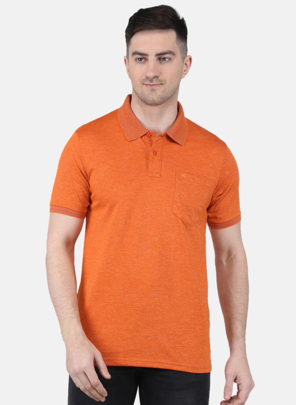 Men Orange Solid T-Shirt