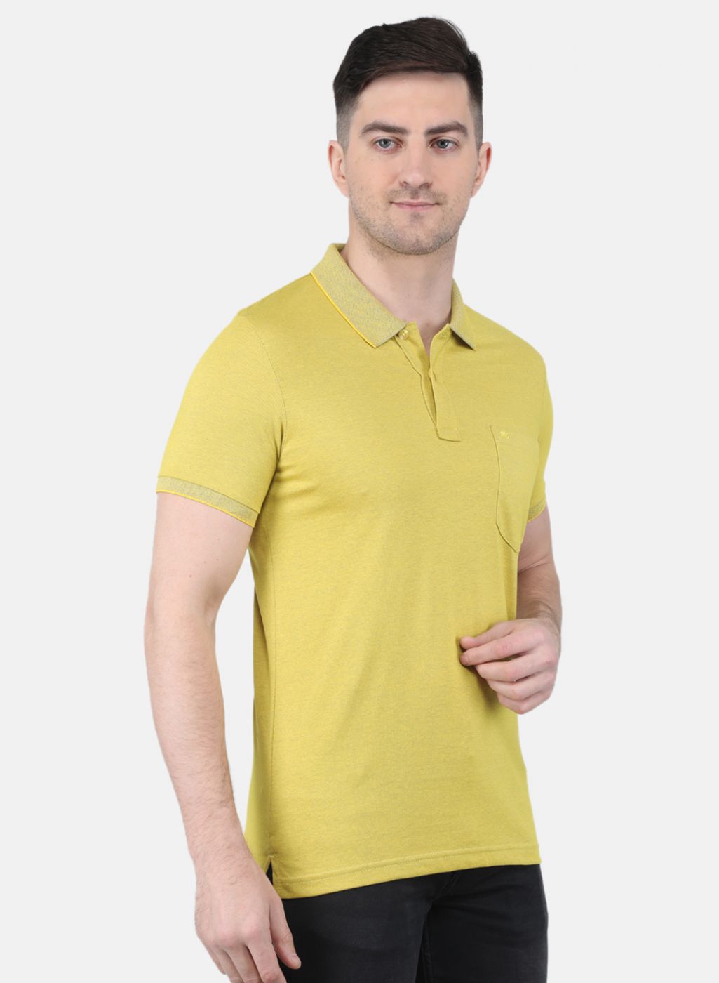 Men Yelllow Solid T-Shirt