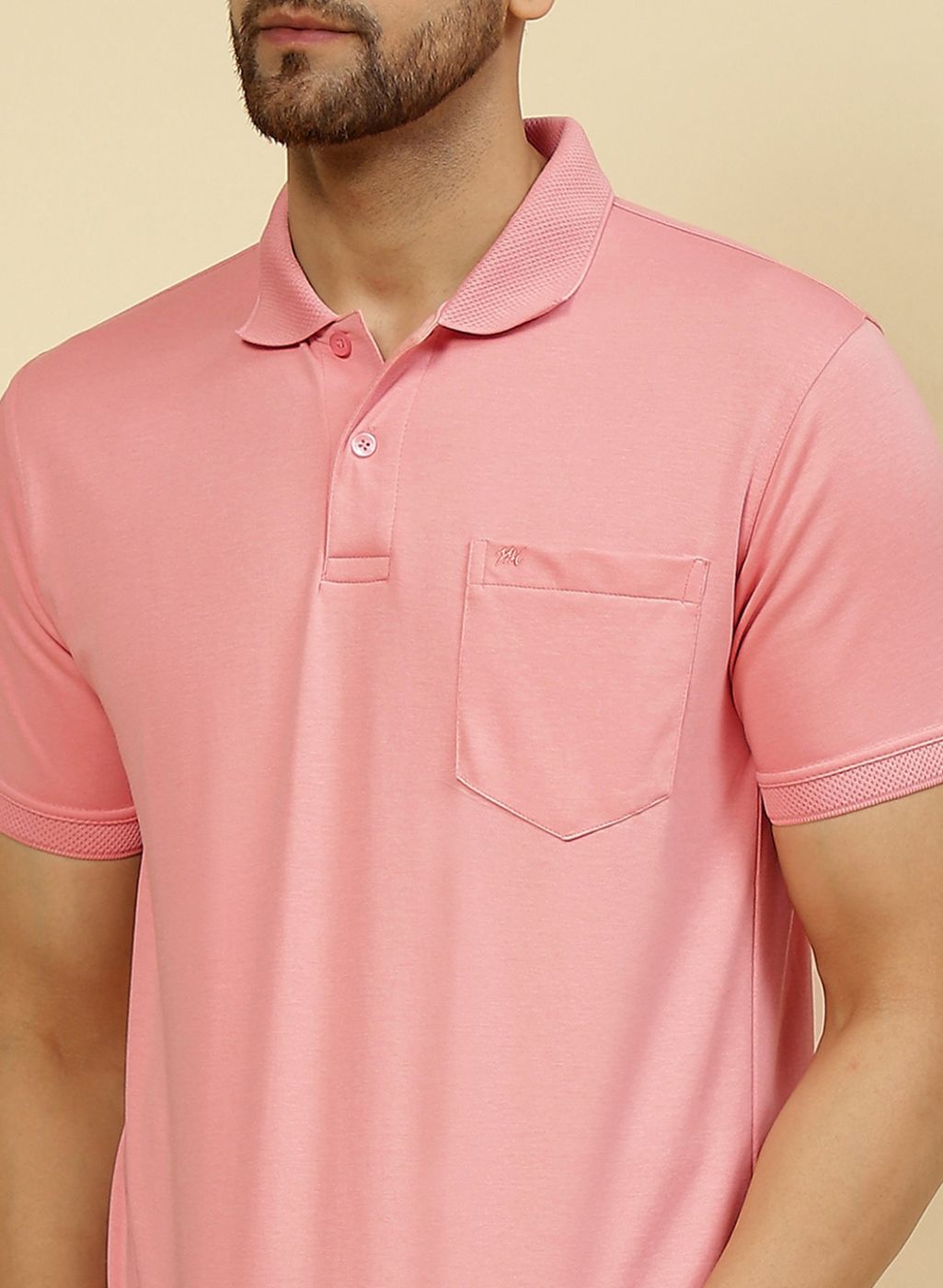 Men Pink Solid T-Shirt