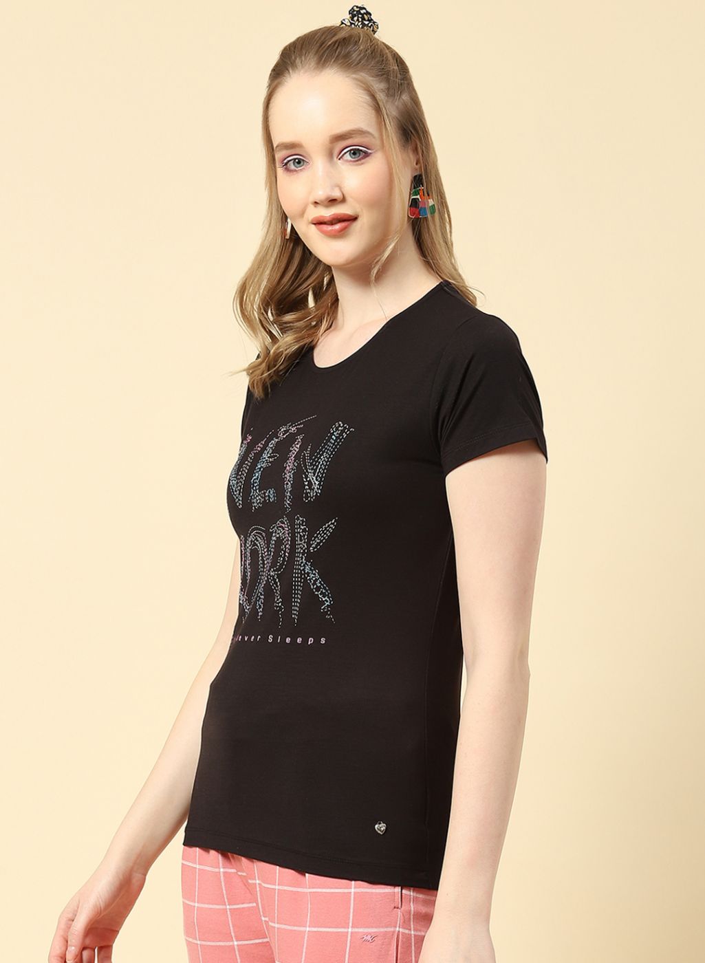 Women Black Printed Top