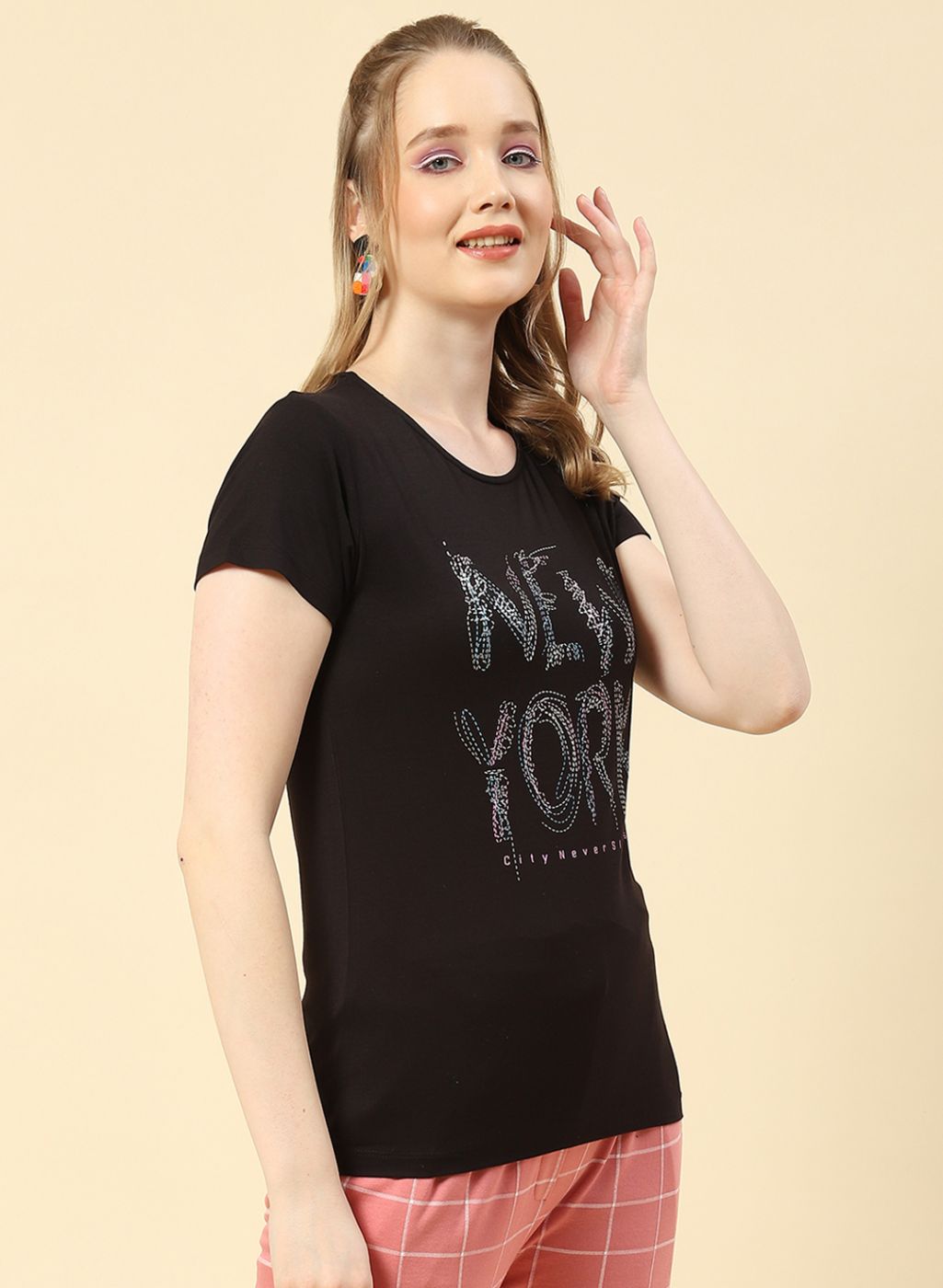 Women Black Printed Top