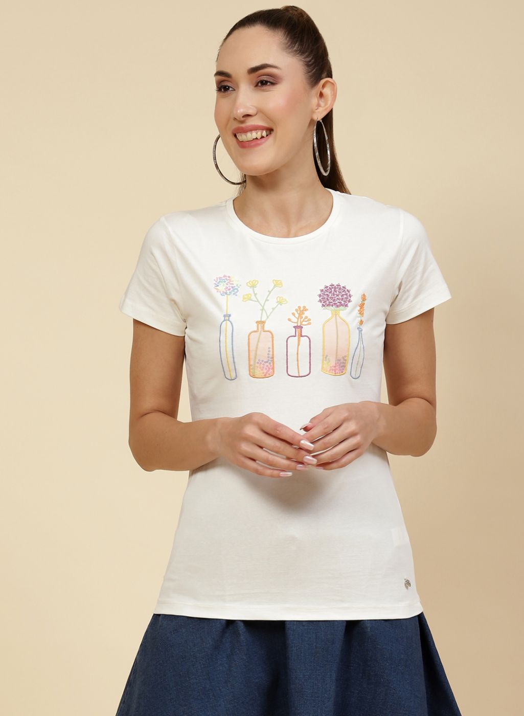 Women'S Off-White Embroidered Top main image 0