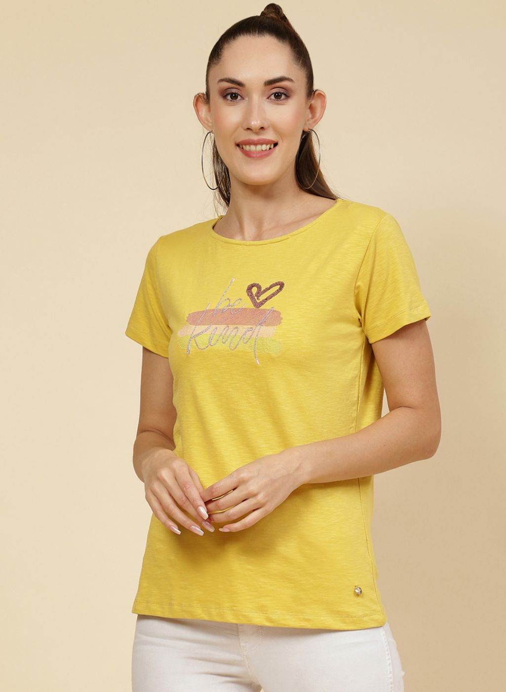 Women Yellow Printed Top