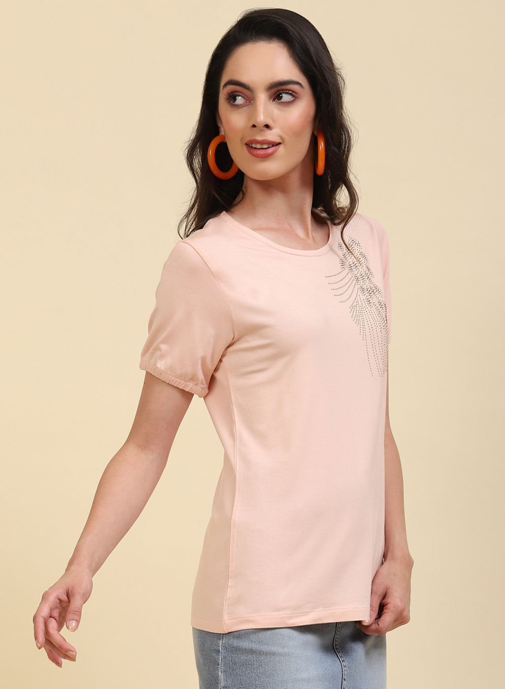Women Peach Printed Top