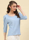 Women Sky Blue Printed Top