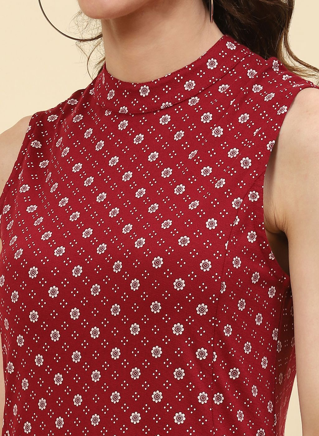 Women Maroon Printed Dress