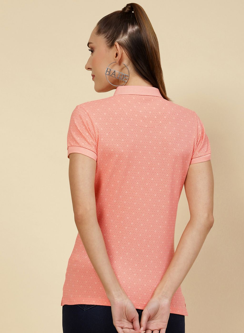 Women Peach Printed T-Shirt