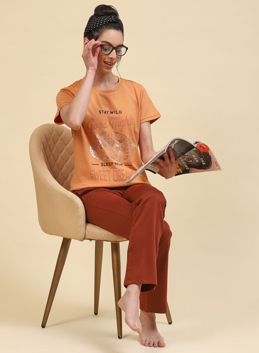 Women Brown Printed Lower Set