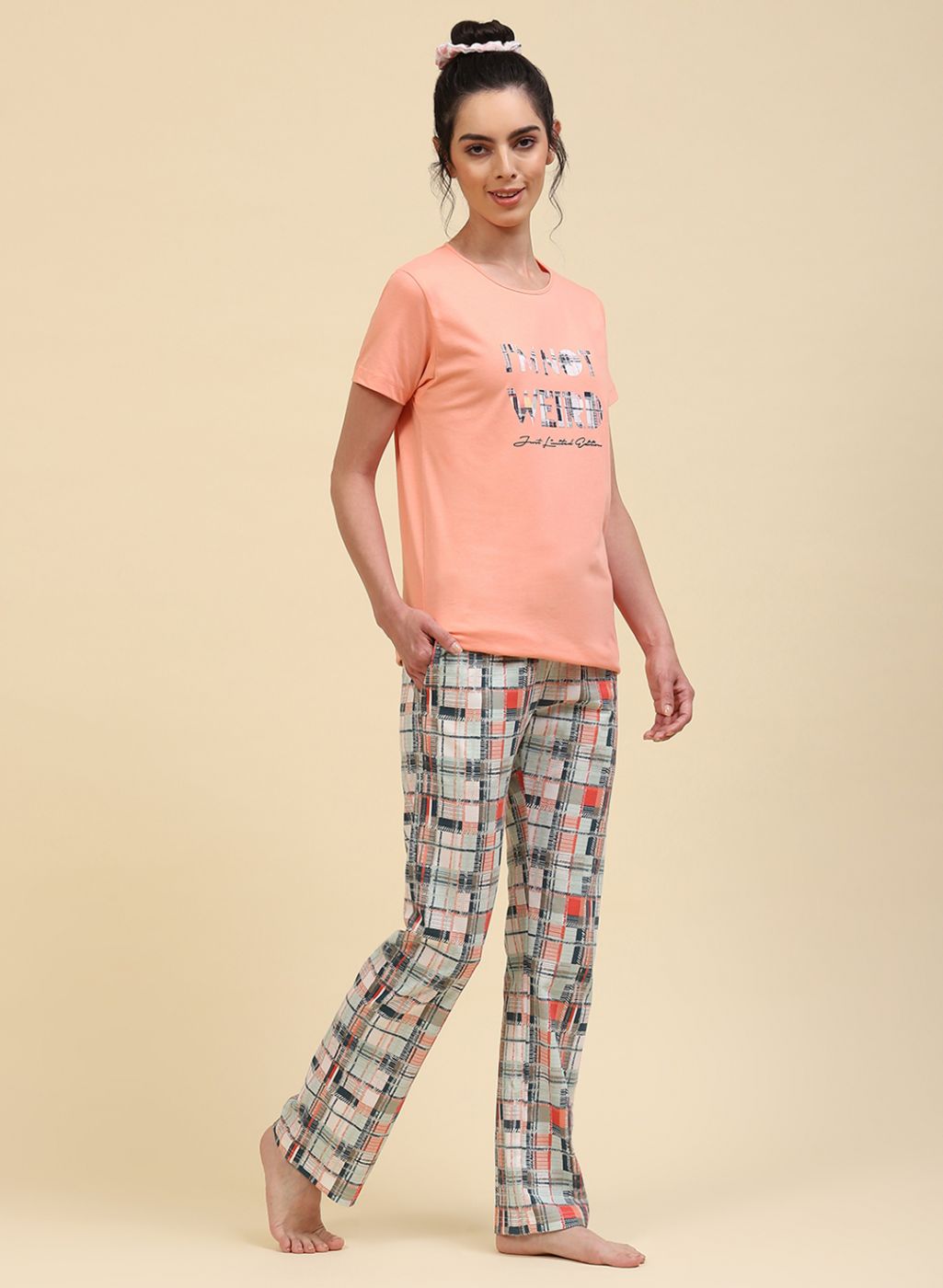 Women Peach Printed Lower Set