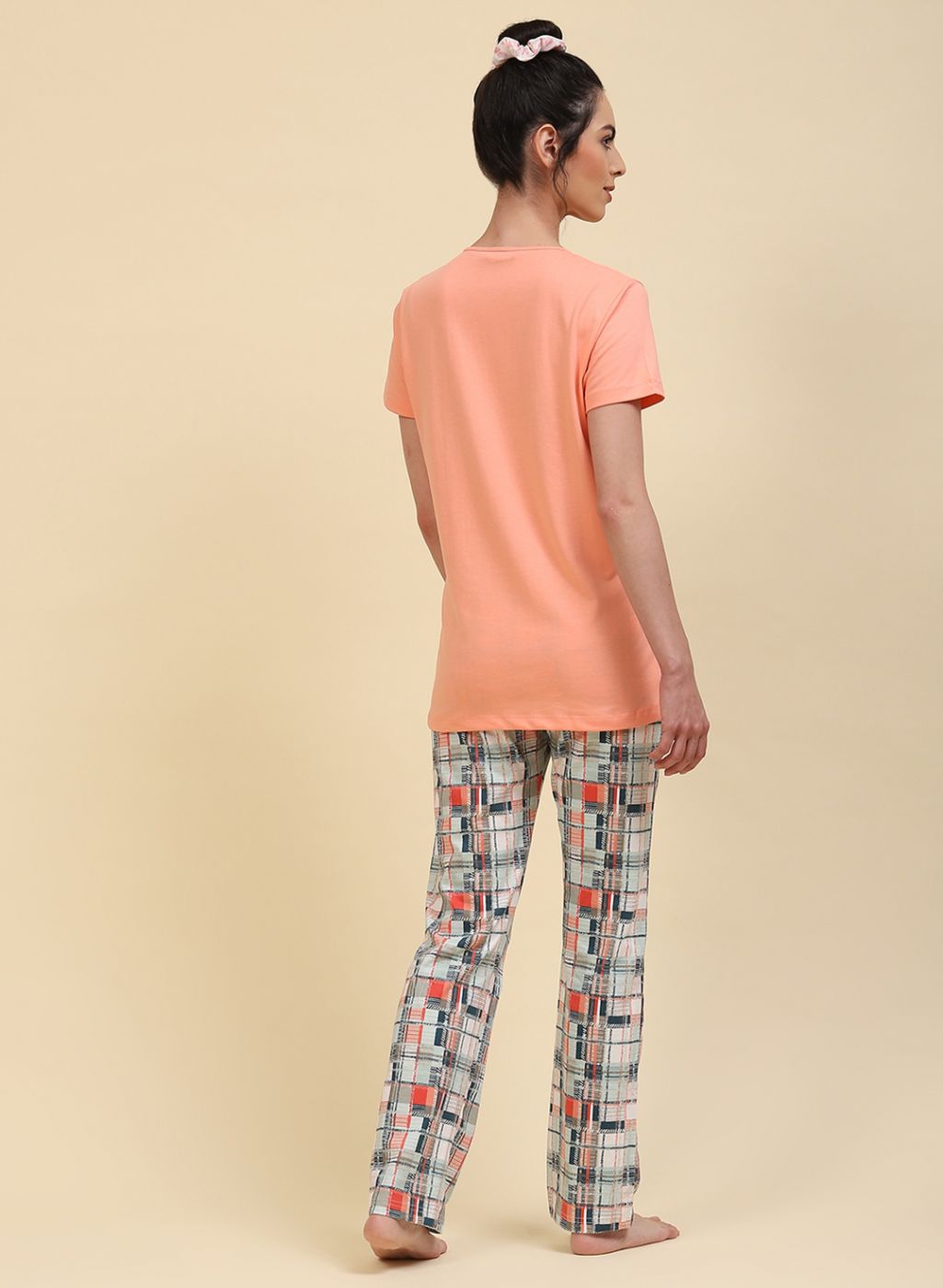 Women Peach Printed Lower Set