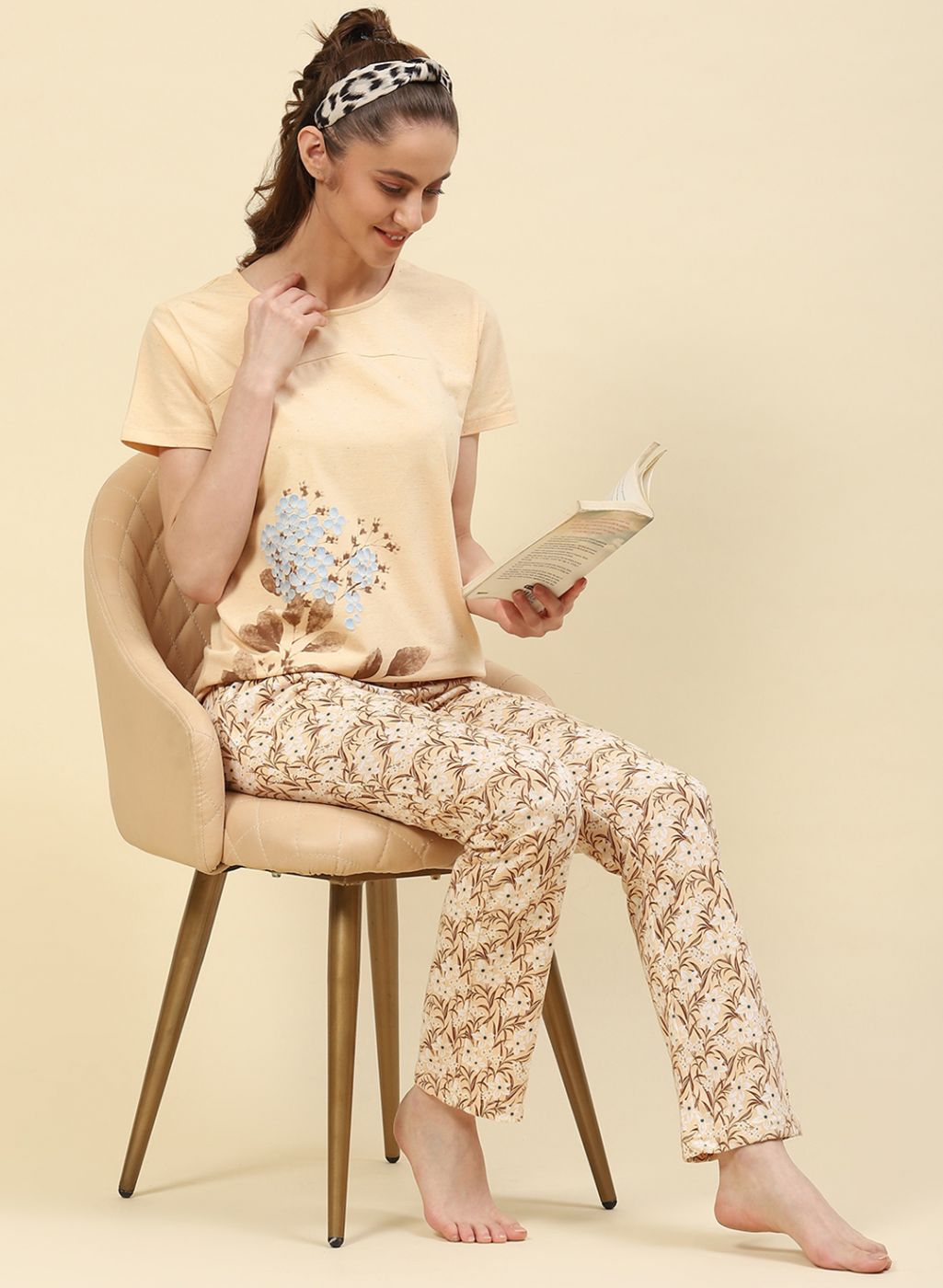 Women Beige Printed Lower Set