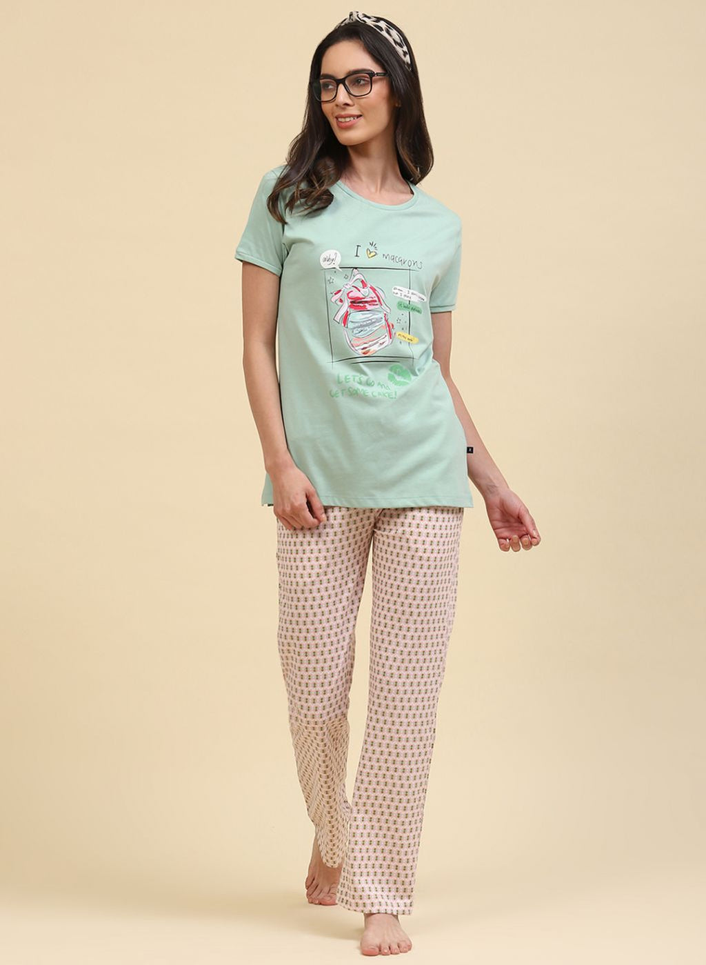 Women Green Printed Lower Set