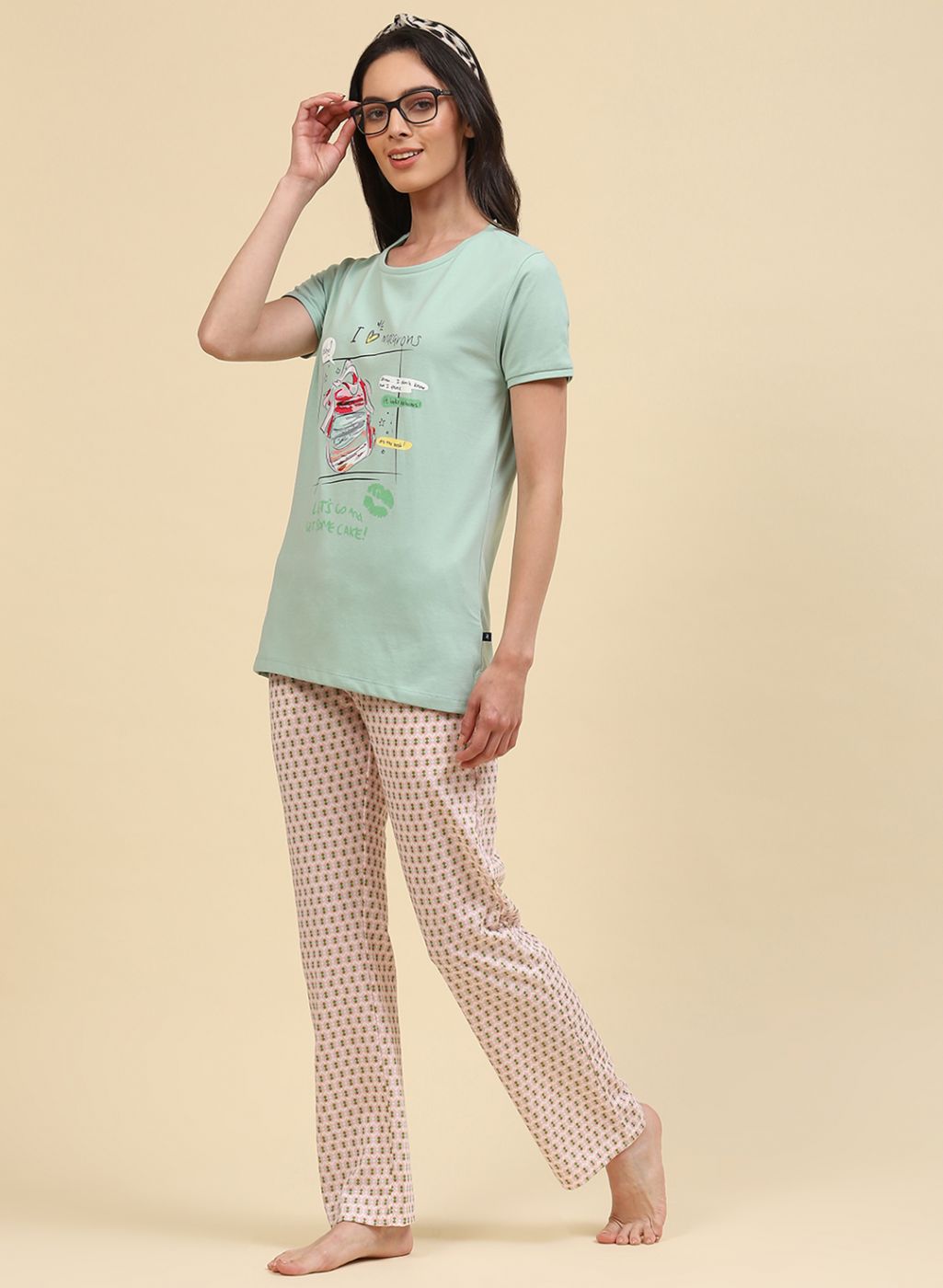 Women Green Printed Lower Set