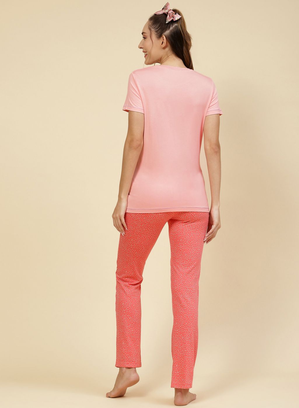 Women Peach Printed Lower Set