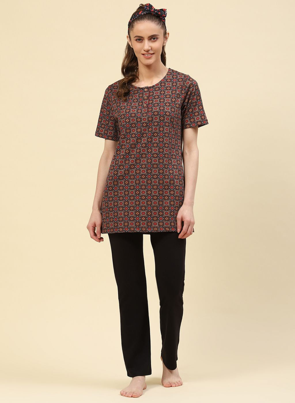 Women Brown Printed Lower Set