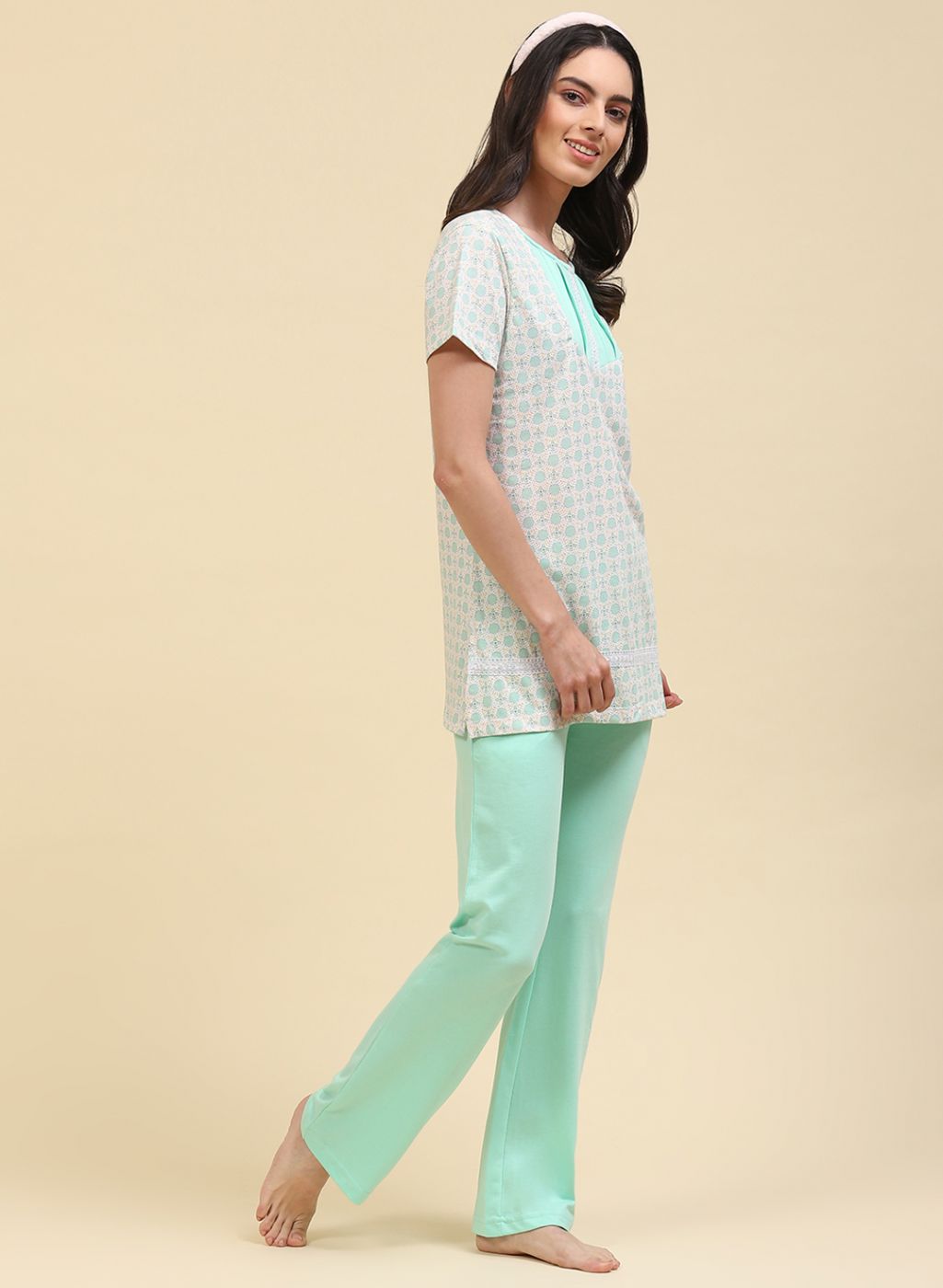 Women Green Printed Lower Set