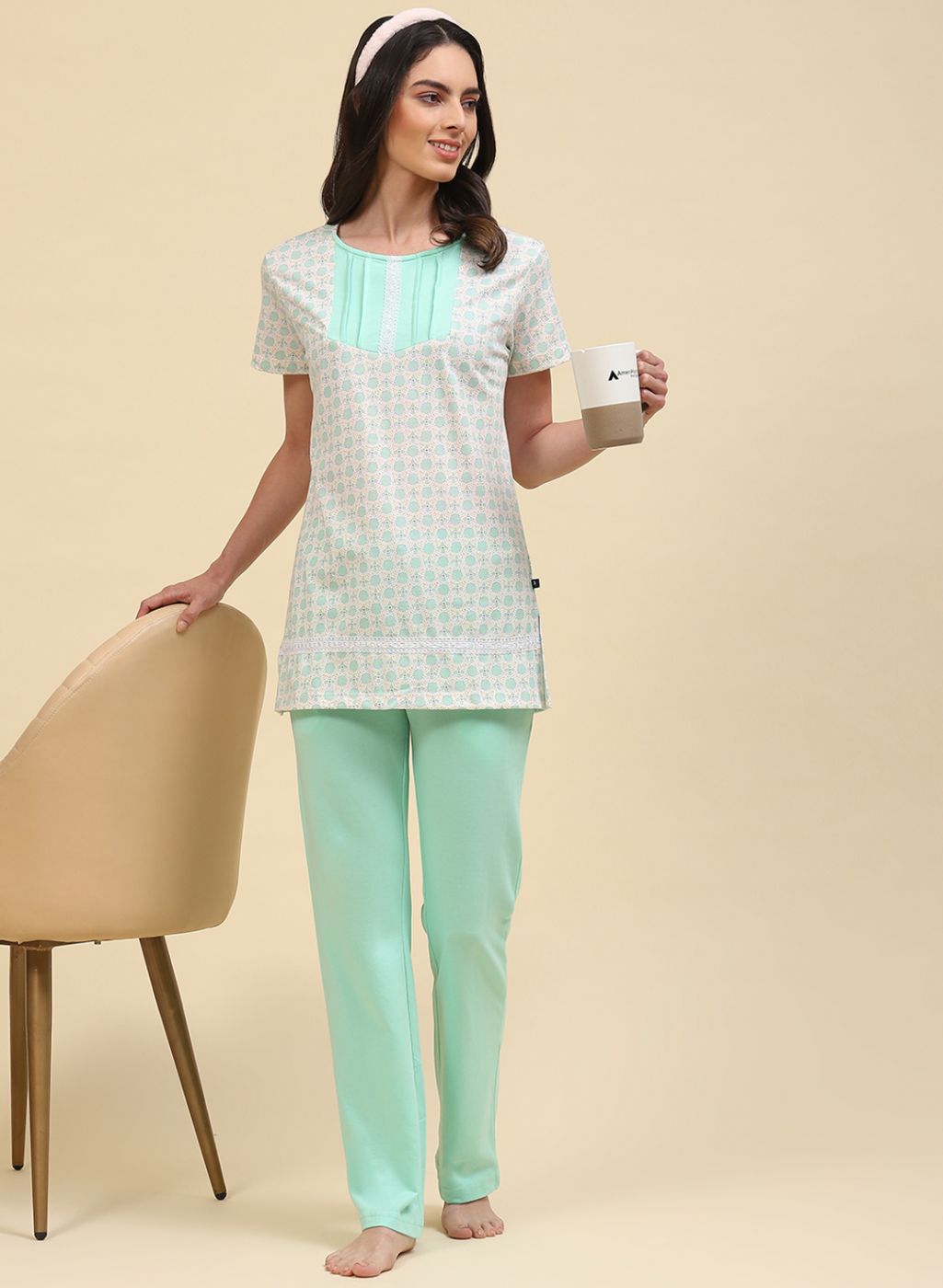 Women Green Printed Lower Set