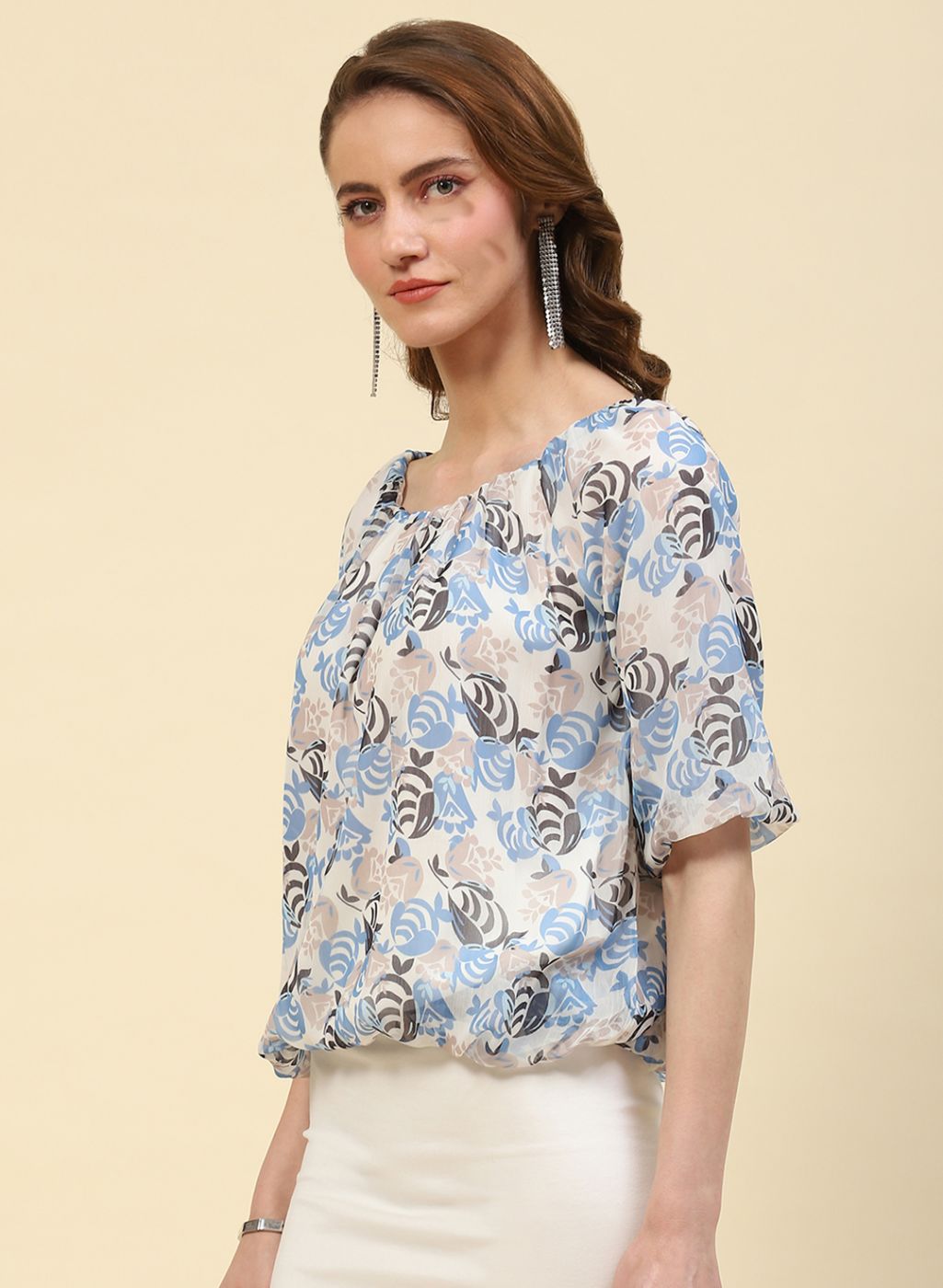 Women Blue Printed Top