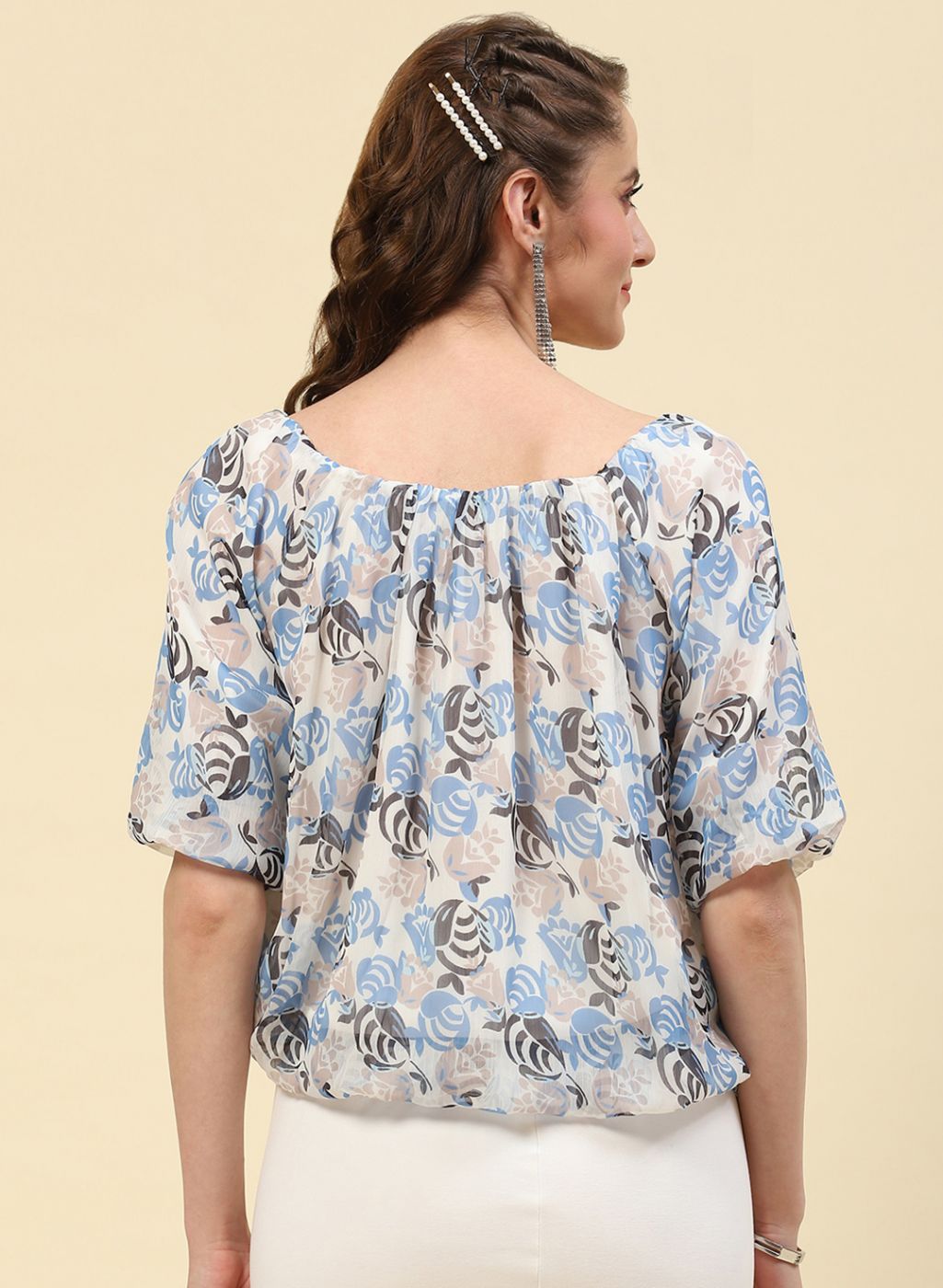 Women Blue Printed Top