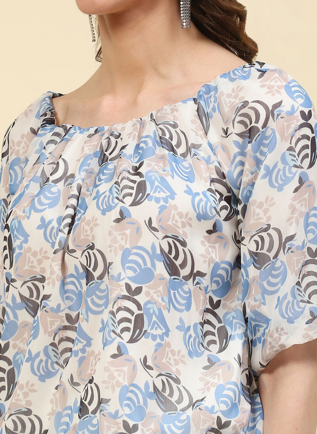 Women Blue Printed Top