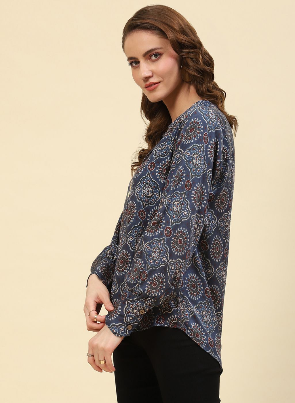 Women Blue Printed Top